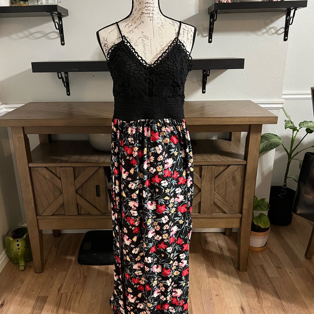 No Boundaries Black and Red Maxi Sundress spaghetti straps